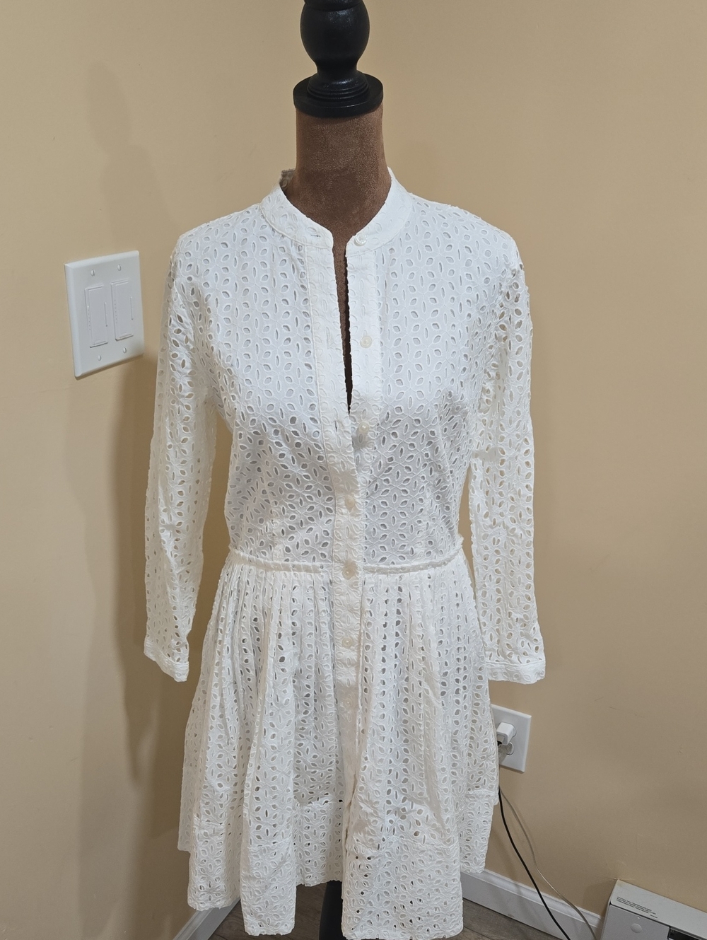MICHAEL Michael Kors White Long-Sleeve Eyelet Dress!!